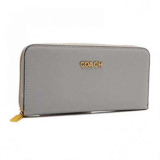 Coach Accordion Zip In Saffiano Large Grey Wallets EUU Coach Accordion Zip In Saffiano Large Grey Wallets EUU